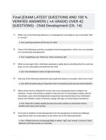 Final (EXAM LATEST QUESTIONS AND 100 % VERIFIED ANSWERS ( +A GRADE) OVER 42 QUESTIONS) - Child Development (Ch. 14)