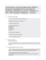 Final (EXAM 149 QUESTIONS AND CORRECT DETAILED ANSWERS WITH RATIONALES (VERIFIED ANSWERS) |ALREADY GRADED A+) INTL 4440 Strategic Intelligence - Johnson