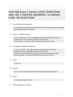 SCM 300 Exam 2 Davila LATEST QUESTIONS AND 100 % VERIFIED ANSWERS ( +A GRADE) OVER 100 QUESTIONS