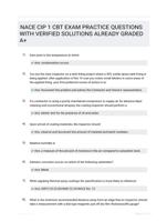 NACE CIP 1 CBT EXAM PRACTICE QUESTIONS WITH VERIFIED SOLUTIONS ALREADY GRADED A+