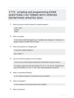 C173 - scripting and programming EXAM QUESTIONS (143 TERMS) WITH VERIFIED DEFINITIONS UPDATED 2024