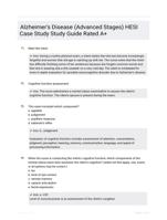 Alzheimer's Disease (Advanced Stages) HESI Case Study Study Guide Rated A+