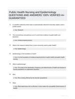 Public Health Nursing and Epidemiology QUESTIONS AND ANSWERS 100% VERIFIED A+ GUARANTEED