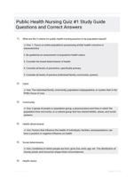 Public Health Nursing Quiz #1 Study Guide Questions and Correct Answers