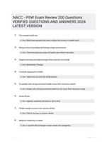 NACC - PSW Exam Review 200 Questions VERIFIED QUESTIONS AND  ANSWERS 2024 LATEST  VERSION