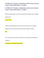 LETRS Unit 7 Session 1-6 Questions with Correct Answers Latest Version 2024-2025 A+ Graded