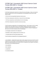 LETRS Unit 1 Assessment with Correct Answers Latest Version 2024-2025 A+ Graded