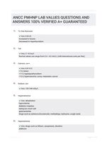 ANCC PMHNP LAB VALUES QUESTIONS AND ANSWERS 100% VERIFIED A+ GUARANTEED