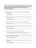 D373: PA - Applies Strategic Marketing Tools and Methodologies Study Guide Questions and Correct Answers