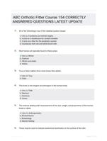 ABC Orthotic Fitter Course 154 CORRECTLY ANSWERED QUESTIONS LATEST UPDATE