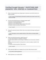 Certified Google Educator 1 QUESTIONS AND ANSWERS 100% VERIFIED A+ GUARANTEED