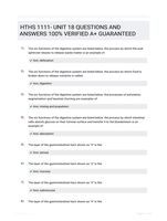 HTHS 1111- UNIT 18 QUESTIONS AND ANSWERS 100% VERIFIED A+ GUARANTEED