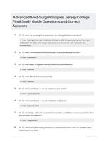 Advanced Med-Surg Principles Jersey College Final Study Guide Questions and Correct Answers