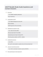 ASCP Recalls Study Guide Questions and Correct Answers