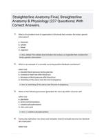 Straighterline Anatomy Final, Straighterline Anatomy & Physiology |237 Questions| With Correct Answers.