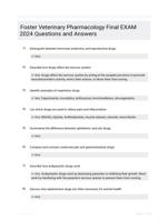 Foster Veterinary Pharmacology Final EXAM 2024 Questions and Answers