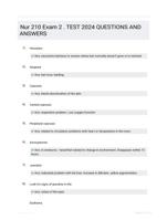 Nur 210 Exam 2 . TEST 2024 QUESTIONS AND ANSWERS