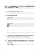 NUR 204 Exam 1 with 163 Correct Questions and Answers (2024 Update)