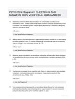 PSYCH295 Plagiarism QUESTIONS AND ANSWERS 100% VERIFIED A+ GUARANTEED