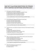 NUR 307 Final EXAM QUESTIONS (35 TERMS) WITH VERIFIED DEFINITIONS UPDATED 2024