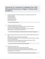 University of Louisiana at Lafayette
Econ 528: Managerial Economics
Chapter 4 Study Guide Graded A+