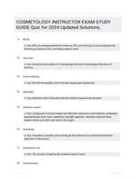 COSMETOLOGY INSTRUCTOR EXAM STUDY GUIDE Quiz for 2024 Updated Solutions.