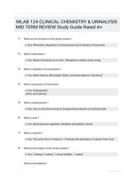 MLAB 124 CLINICAL CHEMISTRY & URINALYSIS MID TERM REVIEW Study Guide Rated A+