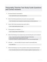 Personality Theories Test Study Guide Questions and Correct Answers