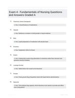 Exam 4 - Fundamentals of Nursing Questions and Answers Graded A