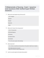 FUNdamentals of Nursing - Exam 1 (practice test) Questions With Verified Expert  Written Solutions