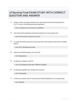 of Nursing Final EXAM STUDY WITH  CORRECT QUESTION AND ANSWER