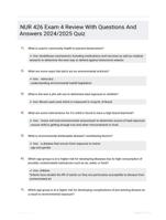 NUR 426 Exam 4 Review With Questions And Answers 2024/2025 Quiz