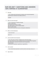 NUR 209 UNIT 1 QUESTIONS AND ANSWERS 100% VERIFIED A+ GUARANTEED