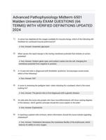 Advanced Pathophysiology Midterm 6501 Walden University EXAM QUESTIONS (66 TERMS) WITH VERIFIED DEFINITIONS UPDATED 2024