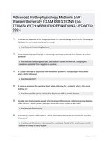 Advanced Pathophysiology Midterm 6501 Walden University EXAM QUESTIONS (66 TERMS) WITH VERIFIED DEFINITIONS UPDATED 2024