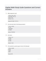 Kaplan Math Study Guide Questions and Correct Answers