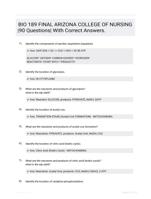 BIO 189 FINAL ARIZONA COLLEGE OF NURSING  |90 Questions| With Correct Answers.