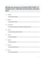 Bill Nye the Science Guy EXAM QUESTIONS (13 TERMS) WITH VERIFIED DEFINITIONS UPDATED 2024