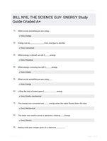 BILL NYE, THE SCIENCE GUY- ENERGY Study Guide Graded A+