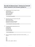 Bio 402 UH Manoa Exam 1 Review for Final (all  tests) Questions and  answers graded A+