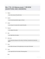 Bio 172L UH Manoa exam 1 REVIEW (QUESTIONS AND  ANSWERS)