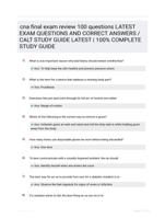 cna final exam review 100 questions LATEST EXAM QUESTIONS  AND CORRECT ANSWERS / CALT STUDY  GUIDE LATEST  | 100% COMPLETE  STUDY GUIDE