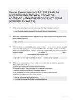 Devnet Exam Questions LATEST  EXAM 66 QUESTION AND  ANSWER/ COGNITIVE ACADEMIC LANGUAGE PROFICIENCY  EXAM (VERIFIED ANSWERS)