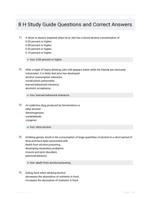 8 H Study Guide Questions and Correct Answers