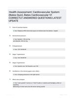 Health Assessment: Cardiovascular System (Bates Quiz), Bates Cardiovascular 51 CORRECTLY ANSWERED QUESTIONS LATEST UPDATE