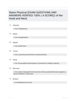 Bates Physical (EXAM QUESTIONS AND ANSWERS VERIFIED 100% ( A SCORE)) of the Head and Neck