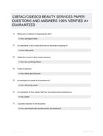 CIBTAC/CIDESCO BEAUTY SERVICES PAPER QUESTIONS AND ANSWERS 100% VERIFIED A+ GUARANTEED