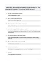 Tuesdays with Morrie Questions 42 CORRECTLY ANSWERED QUESTIONS LATEST UPDATE