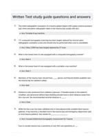 Written Test study guide questions and answers