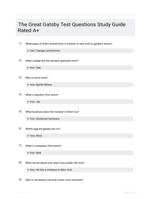 The Great Gatsby Test Questions Study Guide Rated A+